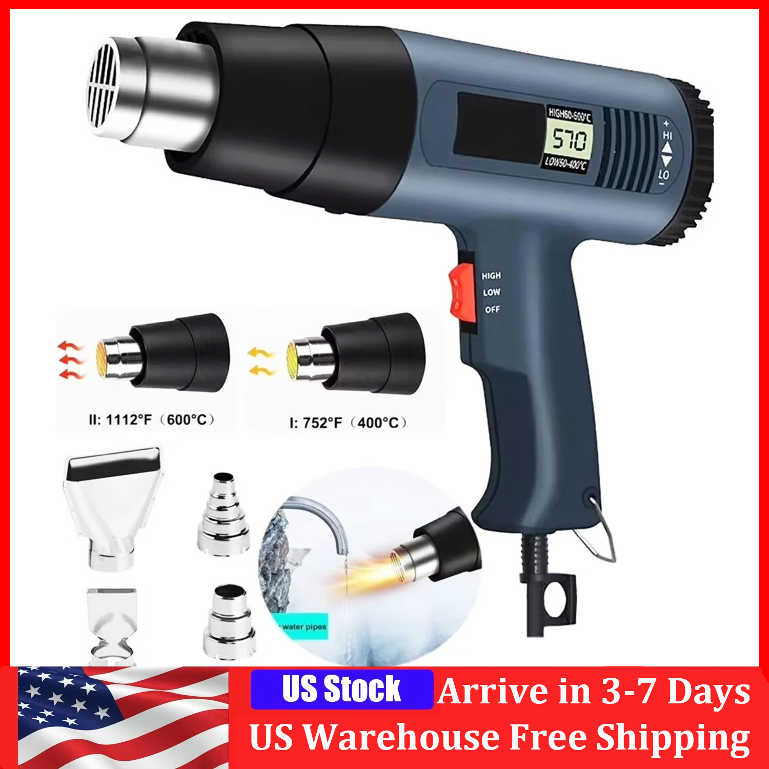 Heat Gun Variable - 2000W Electric Heat Gun With LCD