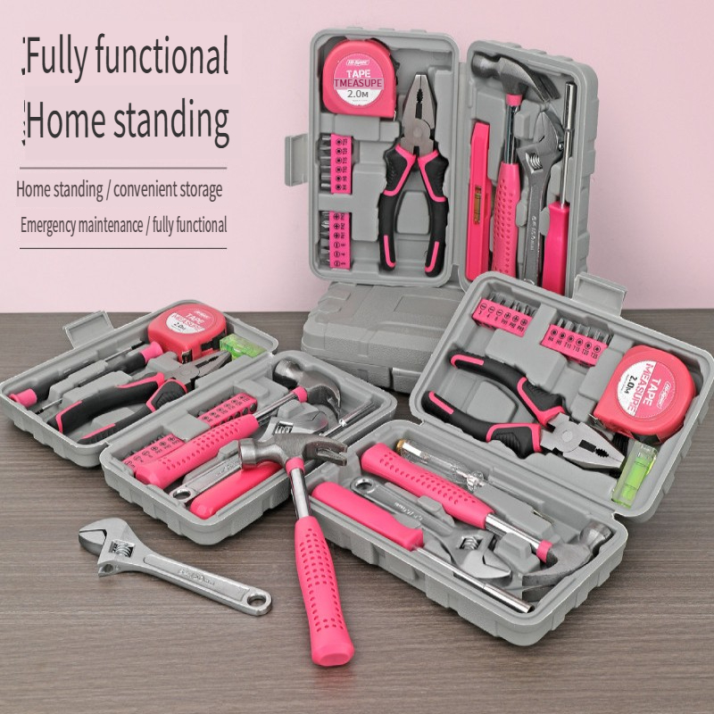 Power Tools Plumbing - 13PCs Pink DIY Tool Kit with