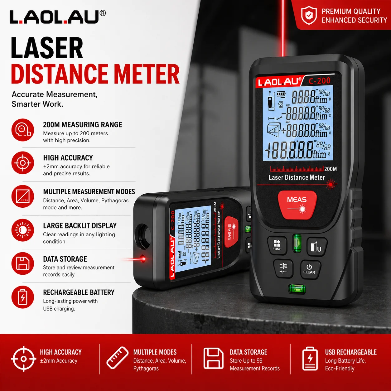 LAOLAU Digital Laser Range Fin - огляд і ціна Power Tools Red